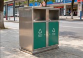 戶外街道兩分類不銹鋼垃圾箱，讓環保與美學并行