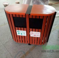戶外精品鋼木分類垃圾桶