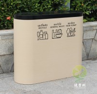 出口轉木紋鍍鋅板三分類垃圾桶