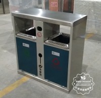戶外小區雙分類鋼板垃圾箱