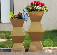 室內鏡面鈦金不銹鋼花盆組合