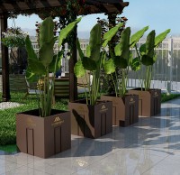 戶外方形噴塑不銹鋼花箱樹池