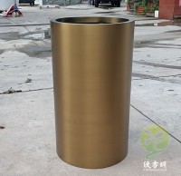 圓柱形電鍍土豪金不銹鋼花盆組合