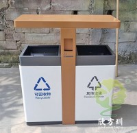 戶外噴塑雙開門不銹鋼分類垃圾桶