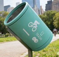 騎行道金屬垃圾桶定制寫
