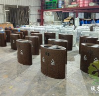 商業場所的清潔利器轉大理石紋兩連體垃圾桶