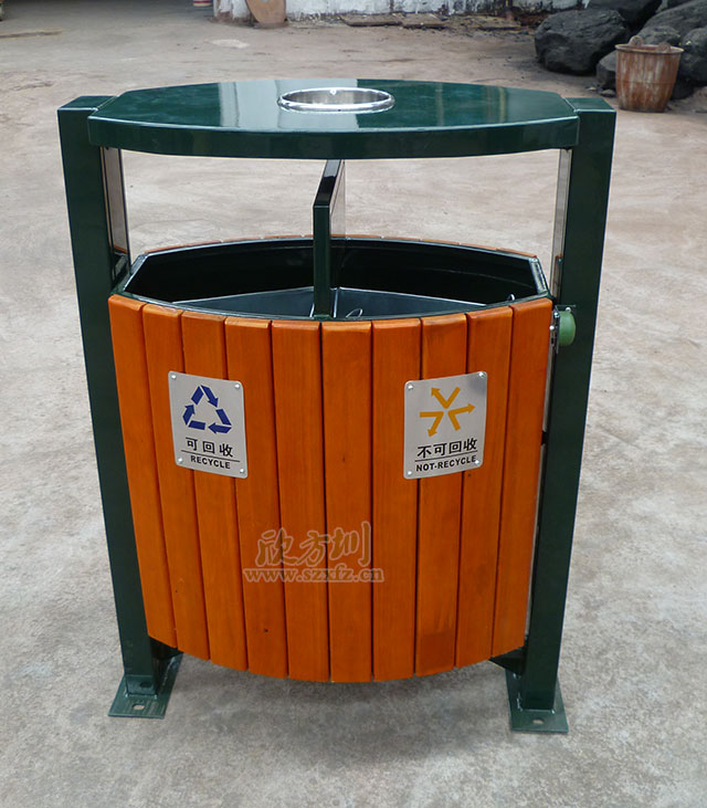 搖擺式鋼木垃圾桶